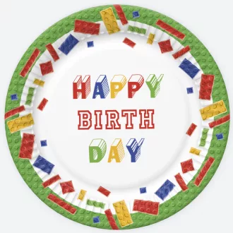 Happy Birthday Building Blocks papírtányér 8 db-os 22,7cm