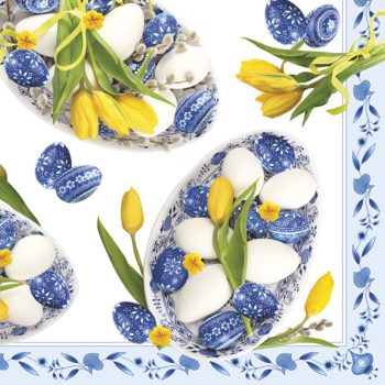 Húsvét Blue Folk Eggs szalvéta 20 db-os 33x33cm