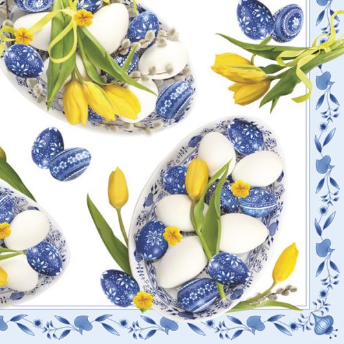 Húsvét Blue Folk Eggs szalvéta 20 db-os 33x33cm