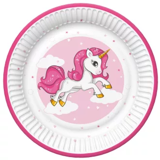 Unikornis Pink Heart papírtányér 8 db-os 18cm