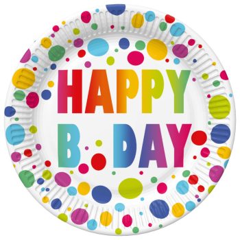Happy Birthday Dots papírtányér 8 db-os 18cm
