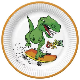 Dinoszaurusz Crazy papírtányér 8 db-os 22,7cm