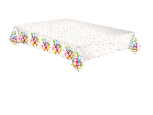 Színes Birthday Balloons papír asztalterítő 120x180cm