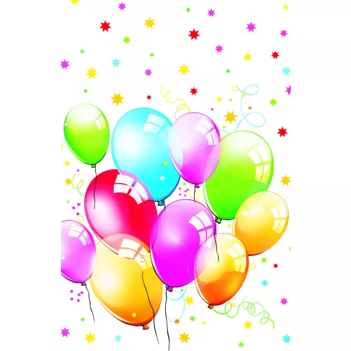 Színes Birthday Balloons papír asztalterítő 120x180cm