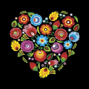 Virág Folk Heart Black szalvéta 20 db-os 33x33cm