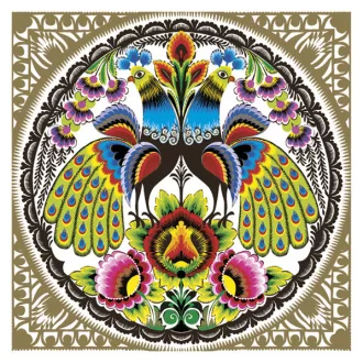 Állatos Folk Peacocks Gold szalvéta 20 db-os 33x33cm