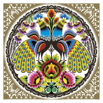 Állatos Folk Peacocks Gold szalvéta 20 db-os 33x33cm