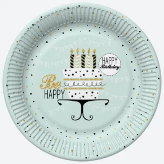 Happy Birthday Mint papírtányér 8 db-os 18cm