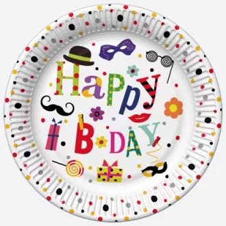Happy Birthday Funny papírtányér 8 db-os 18cm