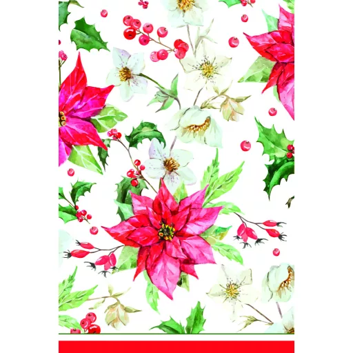 Karácsony Poinsettia papír asztalterítő 120x180cm