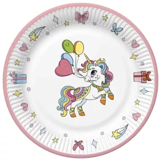 Unikornis Colourful papírtányér 8 db-os 18cm