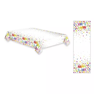 Happy Birthday Dots papír asztalterítő 120x180cm