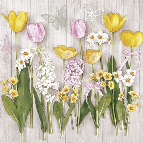 Tulipán Spring Flowers szalvéta 20 db-os 33x33cm