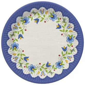 Hímzés Folk papírtányér 8 db-os 22,7cm