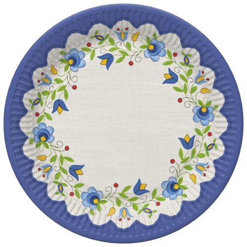 Hímzés Folk papírtányér 8 db-os 22,7cm