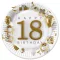 Happy Birthday 18 Gold Motifs papírtányér 8 db-os 18cm