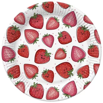 Gyümölcs Strawberries papírtányér 8 db-os 22,7cm