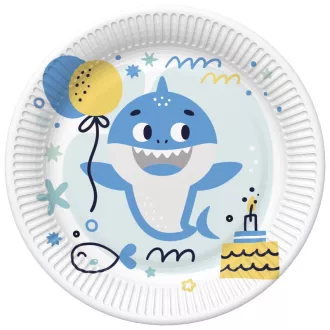 Happy Birthday Blue Shark papírtányér 8 db-os 22,7cm