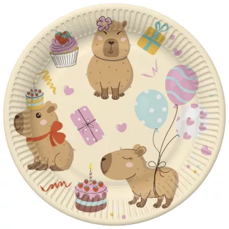 Happy Birthday Capybaras papírtányér 8 db-os 22,7cm