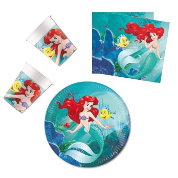   Disney Hercegnők, Ariel party szett 36 db-os 23 cm-es tányérral
