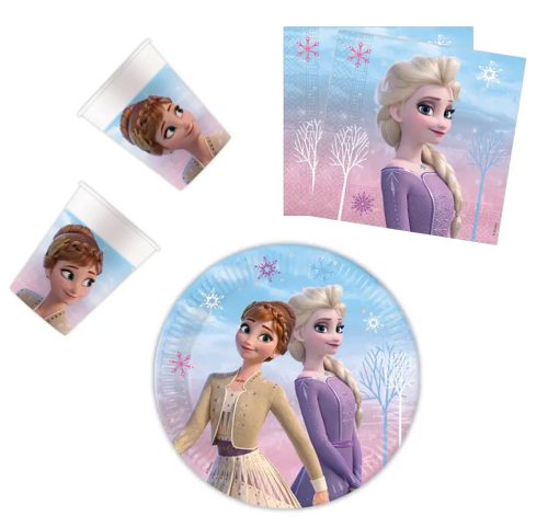 Disney Frozen II Wind Spirit, Jégvarázs party szett 36 db-os 23 cm-es tányérral