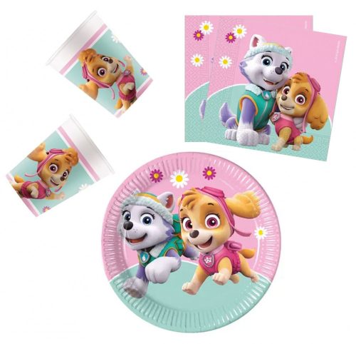 Paw Patrol Skye and Everest, Mancs Őrjárat party szett 36 db-os 23 cm-es tányérral