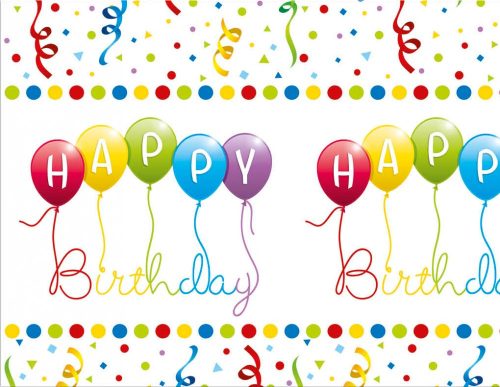 Happy Birthday Streamers asztalterítő 120x180cm