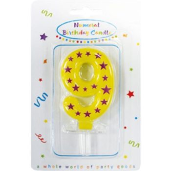 Színes tortagyertya, számgyertya 9-es