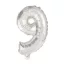 Mini 9-es szám Silver Fólia lufi 35 cm