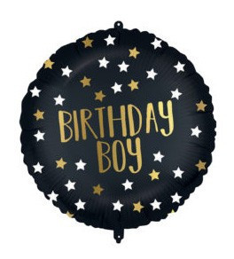 Black-Gold Birthday Boy fólia lufi 46 cm