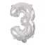 Silver, Ezüst 3-as szám fólia lufi 95 cm
