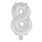Silver, Ezüst 8-as szám fólia lufi 95 cm