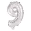 Silver, Ezüst 9-es szám fólia lufi 95 cm