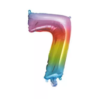 Multicolour Metallic mini 7-es szám fólia lufi 34 cm