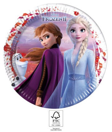 Disney Frozen II, Jégvarázs papírtányér 8 db-os 23 cm FSC