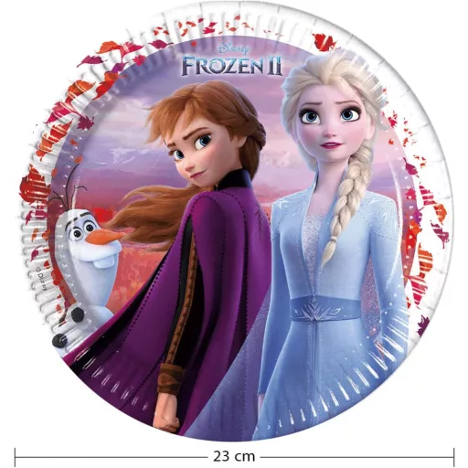 Disney Frozen II, Jégvarázs papírtányér 8 db-os 23 cm FSC