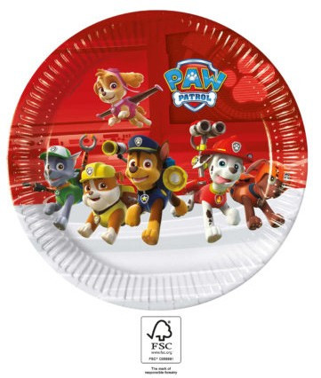 Paw Patrol Ready For Action, Mancs Őrjárat papírtányér 8 db-os 23 cm FSC