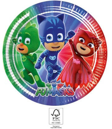 PJ Masks, Pizsihősök papírtányér 8 db-os 23 cm FSC