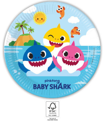 Baby Shark papírtányér 8 db-os 23 cm FSC