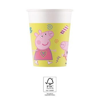   Peppa Pig Messy Play, Peppa malac papír pohár 8 db-os 200 ml FSC