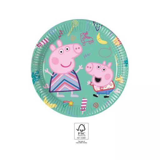 Peppa Pig Messy Play, Peppa malac papírtányér 8 db-os 20 cm FSC