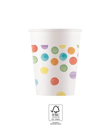 Color Party Dots, Színes papír pohár 8 db-os 200ml