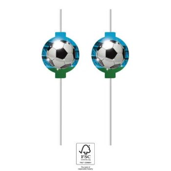 Soccer Fans, Focis papír szívószál, 4 db-os szett FSC
