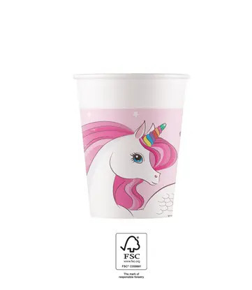 Unicorn Rainbow Colors, Unikornis papír pohár 8 db-os 200ml