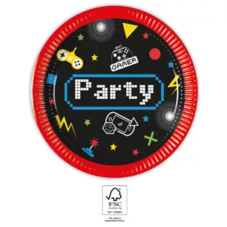 Gaming Party papírtányér 8 db-os 20 cm FSC