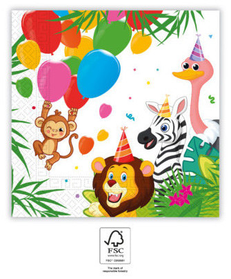 Jungle Balloons, Dzsungel szalvéta 20 db-os 33x33 cm FSC