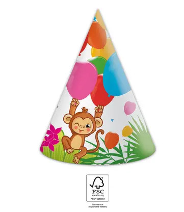Jungle Balloons, Dzsungel  Parti kalap, csákó 6 db-os FSC