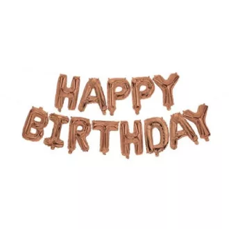 Happy Birthday Rose Gold fólia lufi 3,4 m