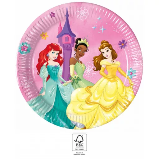 Disney Princess Live your Story Hercegnők papírtányér 8 db-os 20 cm FSC