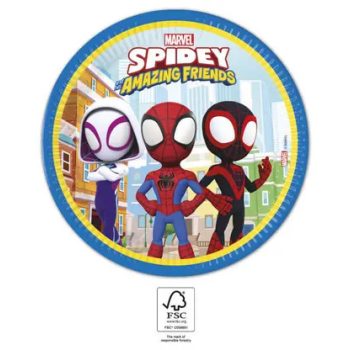 Spidey, Pókember papírtányér 8 db-os 23cm FSC